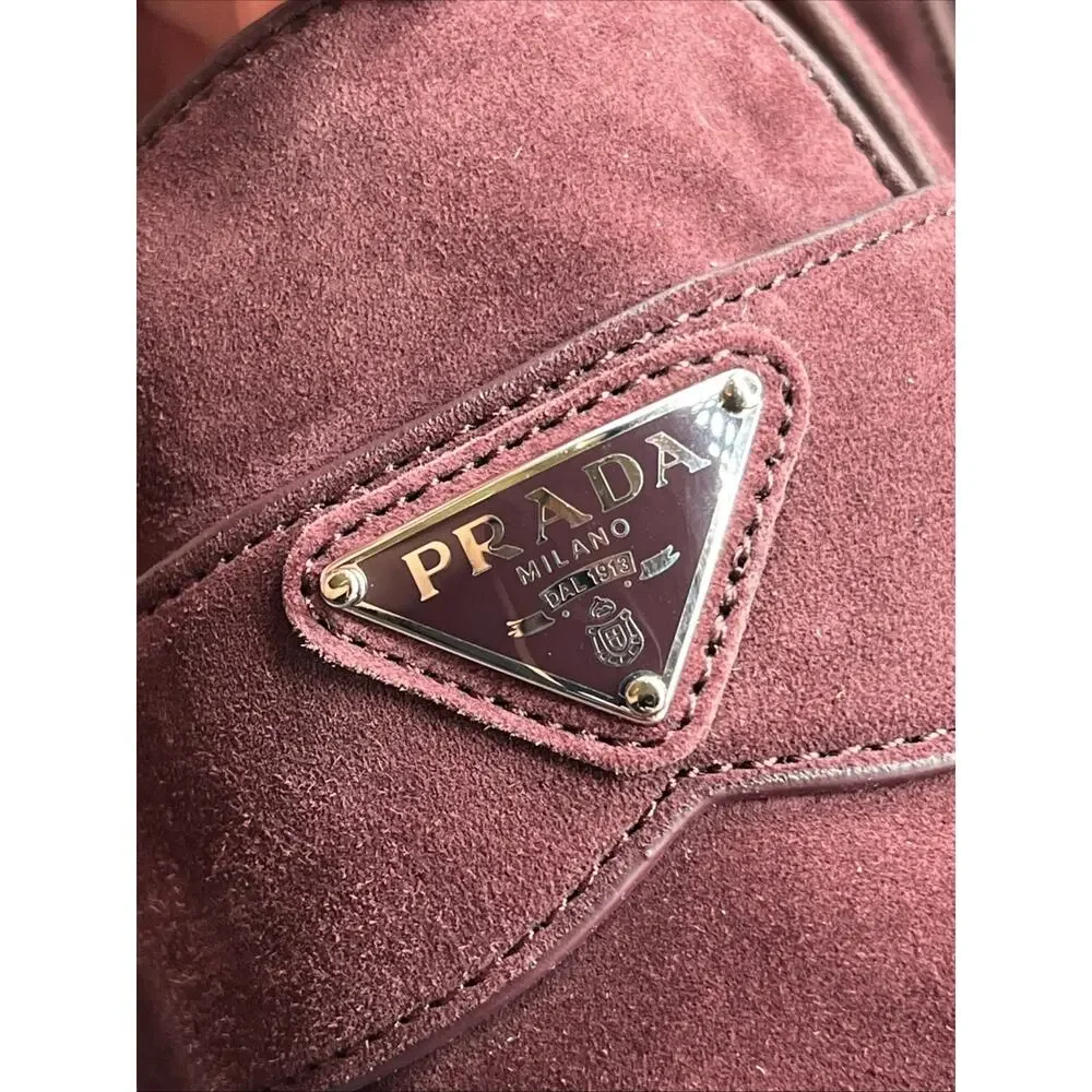 PRADA Suede Slip-On Loafers Logo Dress Shoes Men Prada Shoes Burgundy NWOTB READ